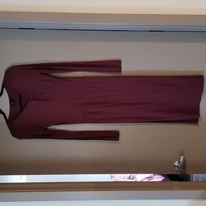 Asos Fall Long Sleeves Midi Dress in Burgandy